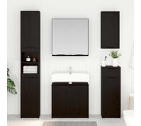vidaXL Set di Armadi da Bagno 3 pcs Rovere Nero Legno multistrato