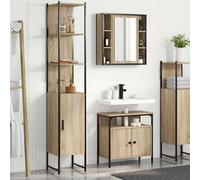 vidaXL Set di Armadi da Bagno 3 pcs rovere sonoma Legno multistrato