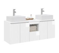 vidaXL Set di Armadi da Bagno 3 pz Bianco Lucido 49,5 x 41 x 62,5 cm