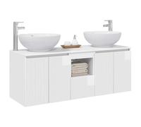 vidaXL Set di Armadi da Bagno 3 pz Bianco Lucido 49,5 x 44,5 x 65 cm