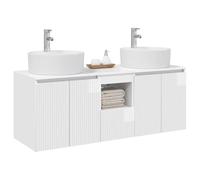 vidaXL Set di Armadi da Bagno 3 pz Bianco Lucido 49,5 x 44,5 x 65 cm