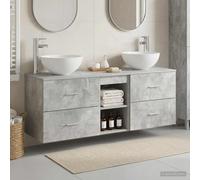 vidaXL Set di Armadi da Bagno 3 pz Grigio Cemento 49,5 x 41 x 64,5 cm