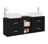 vidaXL Set di Armadi da Bagno 3 pz Nero 53 x 34,5 x 63 cm