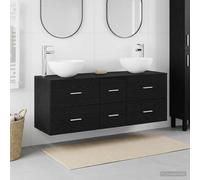 vidaXL Set di Armadi da Bagno 3 pz Rovere Nero 49,5 x 41 x 64,5 cm