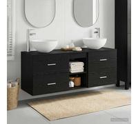 vidaXL Set di Armadi da Bagno 3 pz Rovere Nero 49,5 x 41 x 64,5 cm
