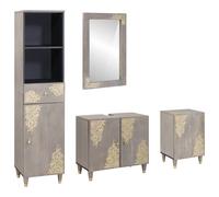 vidaXL Set di Armadi da Bagno 4 pcs Grigio Legno di mango massello