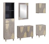 vidaXL Set di Armadi da Bagno 5 pcs Grigio Legno di mango massello