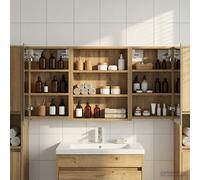 vidaXL Set di Armadi da Bagno con lo scaffale 3 pcs 100 x 10,5 x 50 cm, Mobile per bagno, specchio LED rettangolare, unità appesa, organizer moderno, salvaspazio