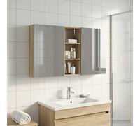 vidaXL Armadietto da bagno Set 3 pezzi 130 x 14,5 x 70 cm Legno Ingegnerizzato, Bagno, Rettangolare, Design Moderno con Soluzioni Di Archiviazione, Ottimizzazione dello Spazio per Praticità ed