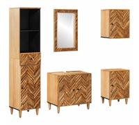 vidaXL Set di Armadi da Bagno con porta 5 pcs Legno di mango massello