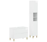 vidaXL Set di Armadi da Bagno da 2 Pezzi ARNHEM Bianco Lucido