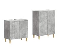 vidaXL Set di Armadi da Bagno da 2 Pezzi ARNHEM Grigio Cemento