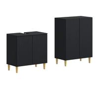 vidaXL Set di Armadi da Bagno da 2 Pezzi ARNHEM Nero