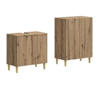 vidaXL Set di Armadi da Bagno da 2 Pezzi ARNHEM Rovere Artigianale