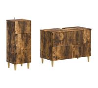 vidaXL Set di Armadi da Bagno da 2 Pezzi ARNHEM Rovere Fumo