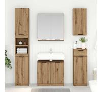 vidaXL Set di mobili da bagno con mensola con porta in legno di quercia artigianale in legno ingegnerizzato, soluzioni da bagno moderne per una conservazione intelligente, set di armadi funzionali