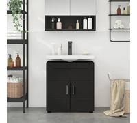 vidaXL Armadio per lavabo da bagno, Nero, solo per interni. Fatto in legno ingegnerizzato. Spazio ampio per le cose essenziali, dimensioni 60 x 34,63 cm. Richiede assemblaggio. Design salvaspazio. A
