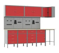 vidaXL Set di Armadi per Attrezzi Grandi 2 Armadi + 4 Pannelli per Attrezzi in Acciaio | Organizzatore per Officina e Garage | Colore Nero Grigio | capacità Massima di Carico di 15 kg | Soluzioni O