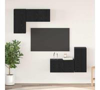 vidaXL Set di Armadi per TV 4 pcs Rovere Nero 60 x 30 x 30 cm