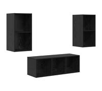 vidaXL Set di armadi per TV montati a parete, con un design moderno in legno nero ingegato. Ha ripiani tipo cubo e misura 37 x 37 x 107 cm. Ideale per la conservazione compatta
