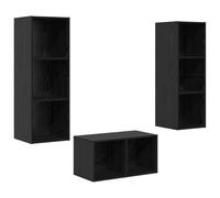 vidaXL Set di armadi TV da Muro in Legno ingegnerizzato Nero Rovere 37 x 107 cm, Design Moderno e slanciato, con Spazio per stoccare e Facile da Montare, includendo Due cacciaviti. Perfetto per Il s