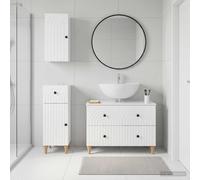 vidaXL Set di armadietti da bagno in 3 pezzi ALKMAAR Bianco Lucido