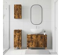 vidaXL Set di armadietti da bagno in 3 pezzi ALKMAAR Rovere Fumo