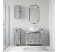 vidaXL Set di armadietti da bagno in 3 pezzi ALKMAAR Sonoma grigio