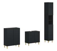 vidaXL Set di armadietti da Bagno in 3 Pezzi ARNHEM Nero