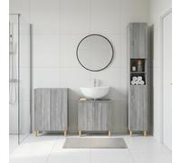 vidaXL Set di armadietti da bagno in 3 pezzi ARNHEM Sonoma grigio