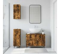 vidaXL Set di armadietti da bagno in 3 pezzi ZWOLLE Rovere Fumo