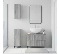 vidaXL Set di armadietti da bagno in 3 pezzi ZWOLLE Sonoma grigio