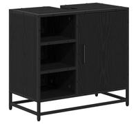 vidaXL Set di armadietti da bagno in legno ingegnerizzato di quercia nera e acciaio 65 x 33 60 cm. Ha molto spazio dentro, con uno stile industriale e urbano. La struttura è metallica e resistente,
