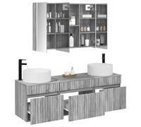 vidaXL Set di armadio da bagno 4 pezzi Sonoma Grigio,