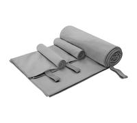 vidaXL Set di Asciugamani Sportivi 3 PCS Grigio Scuro, Set di Asciugamani Assorbenti Grandi, Leggeri in Poliestere, Asciugano Veloci, Morbidi e Lavabili