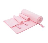 vidaXL Set di Asciugamani Sportivi 3 PCS Rosa Poliestere e Poliammide, Set di Asciugamani Assorbenti Grandi, Leggeri in Poliestere, Asciugano Veloci, Morbidi e Lavabili