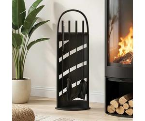 vidaXL Set di attrezzi per camino 5 pezzi 23x15x66 cm in acciaio