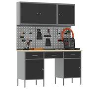 vidaXL Armadio industriale da officina – 1 cassetto, porta bloccabile, acciaio nero/grigio