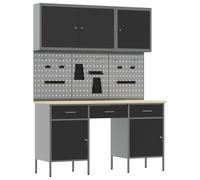 vidaXL Armadio industriale da officina con 1 cassetto e porta bloccabile nero grigio acciaio officina organizzatore attrezzi