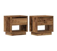 vidaXL Set di Comodini Rustici in Legno Massello di Recupero con Ampio Spazio di Archiviazione Finitura Invecchiata Ideale per Comodini E Uso in Soggiorno di 2 Tavolini in Legno