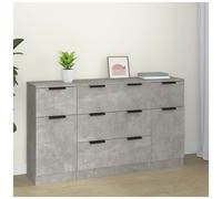 VIDAXL - Set Di Credenze 3 Pz Grigio Cemento In Legno Multistrato