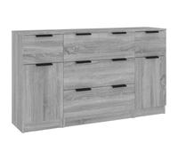vidaXL Set di Credenze 3 pz Grigio Sonoma in Legno Multistrato