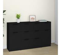 vidaXL Set di Credenze 3 pz in Legno Multistrato Nero