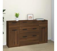 vidaXL Set di Credenze 3 pz Rovere Marrone in Legno Multistrato
