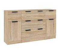 vidaXL Set di Credenze 3 pz Rovere Sonoma in Legno Multistrato