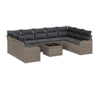 vidaXL Set di divani da Giardino 9 Pezzi con Cuscini in Rattan Poly Grigio per mobili modulari da Esterno per Patio e balconi Resistenti alle intemperie, Lounge sezionale Comodo in Scala di Grigi