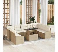 vidaXL Set di divani 10 pz Beige e Crema polyrattan