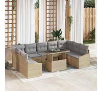 vidaXL Set di divani 10 pz Beige e Grigio Chiaro polyrattan
