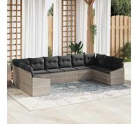 vidaXL Set di divani 10 pz Grigio chiaro polyrattan