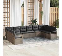 vidaXL Set di divani 10 pz Grigio polyrattan